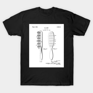 Hair Brush Patent - Salon Art - Black And White T-Shirt